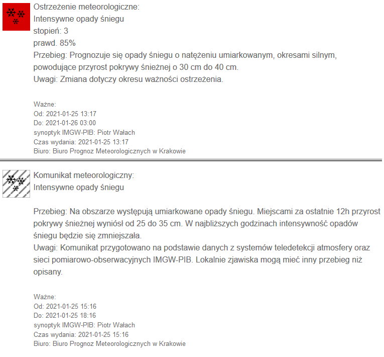 ostrzeżenie meteo śnieg