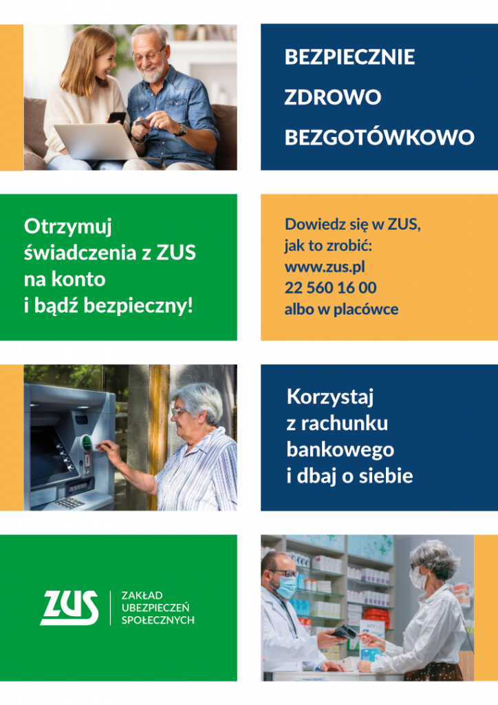 grafika Bezpiecznie, zdrowo, bezgotówkowo