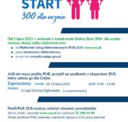 Plakat edytowalny 300 plus Dobry Start spotkanie PUE