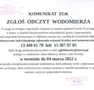 odczyty wody Komunikat ZGK dotyczący odczytów wodomierzy