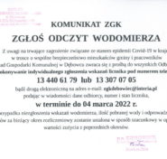 Komunikat ZGK dotyczący odczytów wodomierzy