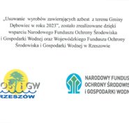 usuwanie azbestu tablica informująca o realizacji programu usuwającego azbest